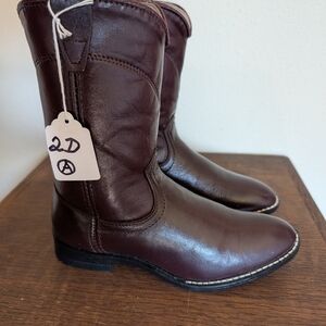 Kids Brown Leather Mid-Calf Boots